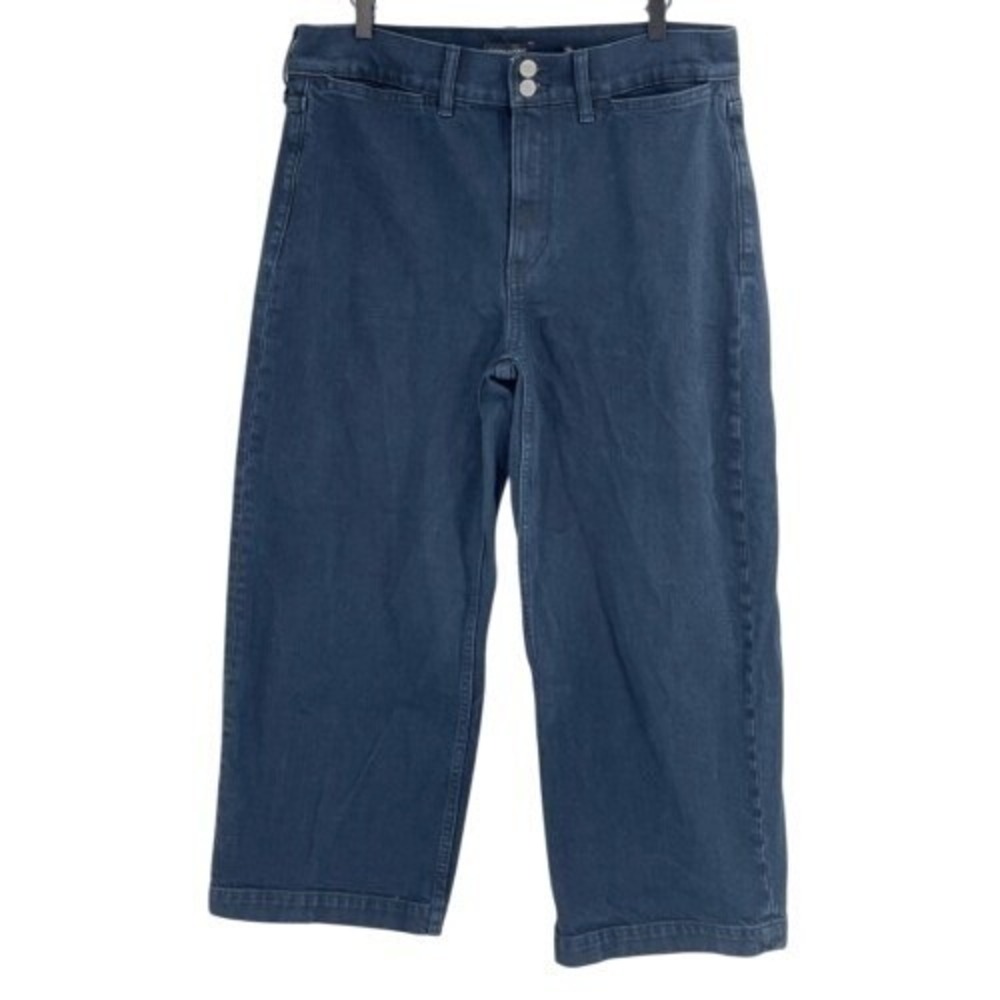 Banana Republic Jeans Wide Leg Cropped Women Size 31 Blue High Rise Baggy